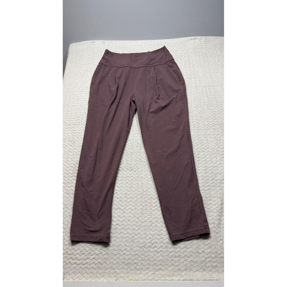 Athleta Elation Pant Womens Medium Mauve Plum High Rise Tapered Yoga Pockets